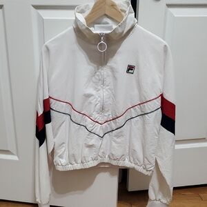 Fila Women's White Jacket with Red and Black Accents